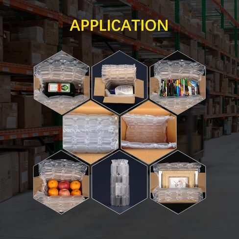 Air Cushion Double Film PK002, Air Bubble Void Filling Bags 984 ft X 15 3/4 in X 6 in per Roll Inflatable Packaging Air Bubble Bag, Working with T8/T30 Air Cushion Machine in Saudi Arabia