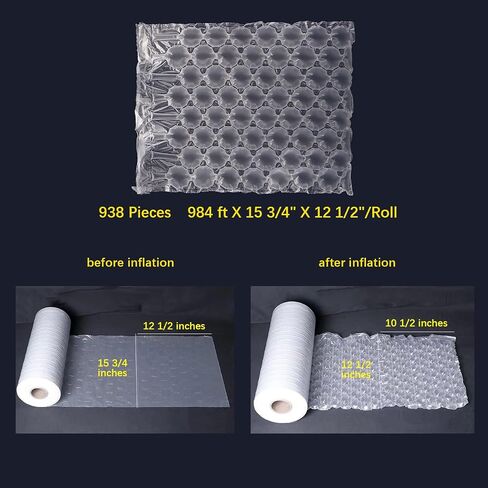 Air Cushion Double Film PK002, Air Bubble Void Filling Bags 984 ft X 15 3/4 in X 6 in per Roll Inflatable Packaging Air Bubble Bag, Working with T8/T30 Air Cushion Machine in Kuwait