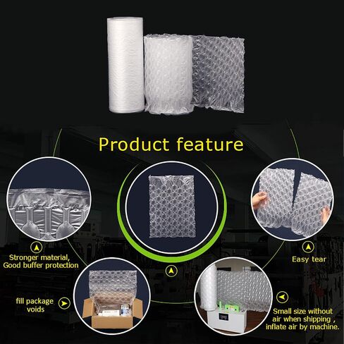 Air Cushion Double Film PK002, Air Bubble Void Filling Bags 984 ft X 15 3/4 in X 6 in per Roll Inflatable Packaging Air Bubble Bag, Working with T8/T30 Air Cushion Machine in Kuwait