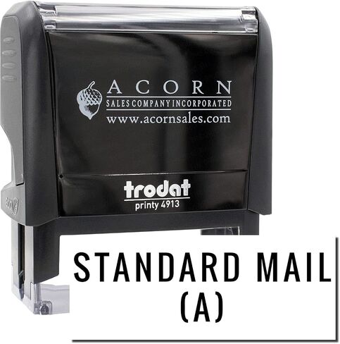 Standard Mail A Rubber Stamp, Perfect for Small Business, Wooden Handle Rubber Stamp, Uses Stamp Pad, Imprint Size Approx 1/2" x 1-1/2", Laser Engraved, USA Made in Saudi Arabia