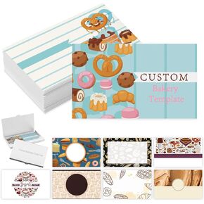 Custom Business Cards with Logo Personalized Double Side Printable Customize Business Cards 1000 500 200 100 for Small Business Women Men-Bakery/Cupcake Template