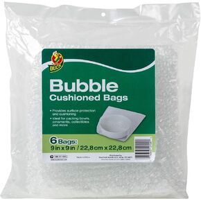 Duck 285386 Bubble Cushioned Bags, 6 Protective Bags for Bowls, Ornaments, Collectibles, 9" x 9", Clear in Saudi Arabia