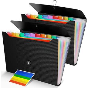 Expanding File Folder, 1pc 13 Pockets A4 Size Rainbow Plastic Accordion File Organizer File Storage Folder with Multiple Pockets for Classroom Office Home or Business Trip (1)