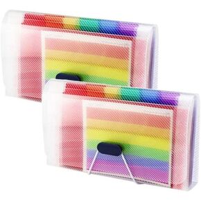 2-Pack Portable 13 Pockets Rainbow A6 Mini Expanding Receipt Folder in Saudi Arabia