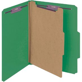 Smead Pressboard Classification File Folder with SafeSHIELD Fasteners, 1 Divider, 2" Expansion, Letter Size, Blue, 10 per Box (13730)