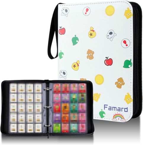 حافظة بطاقات Famard 300 ذات جيوب صغيرة متوافقة مع بطاقات Animal Crossing Amiibo، وبطاقات ألعاب علامات NFC، وحامل بطاقات مناسب لبطاقات ACNH مقاس 1.3 × 1.5 بوصة مع سحاب آمن in Kuwait