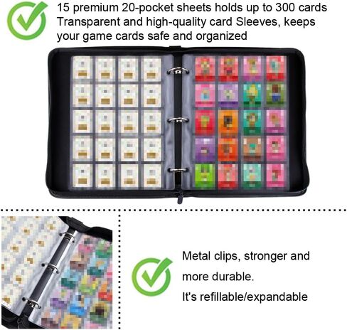 حافظة بطاقات Famard 300 ذات جيوب صغيرة متوافقة مع بطاقات Animal Crossing Amiibo، وبطاقات ألعاب علامات NFC، وحامل بطاقات مناسب لبطاقات ACNH مقاس 1.3 × 1.5 بوصة مع سحاب آمن in Kuwait