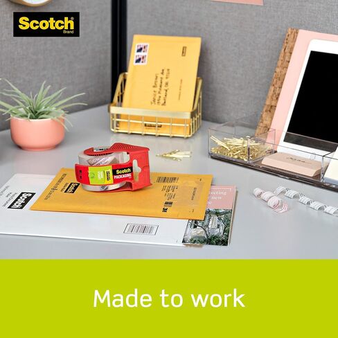 Scotch Sure Start Shipping Packaging Tape, 6 Packs of 6 Rolls with Dispenser, 1.88" x 22.2 Yards, 2" Core, Great for Packing, Shipping & Moving, Clear (145-6) in Saudi Arabia