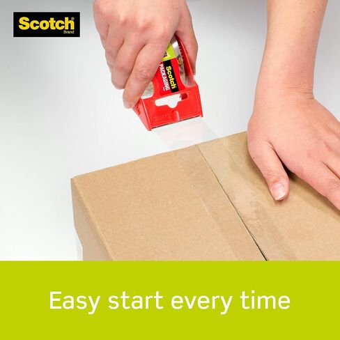 Scotch Sure Start Shipping Packaging Tape, 6 Packs of 6 Rolls with Dispenser, 1.88" x 22.2 Yards, 2" Core, Great for Packing, Shipping & Moving, Clear (145-6) in Saudi Arabia