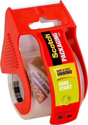 Scotch Sure Start Shipping Packaging Tape, 6 Packs of 6 Rolls with Dispenser, 1.88" x 22.2 Yards, 2" Core, Great for Packing, Shipping & Moving, Clear (145-6) in Saudi Arabia