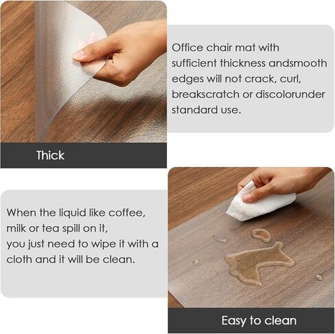 Clear Chair Mat for Hardwood Floor, Computer Chair, Home Office Chair mats for Carpeted Floor Protector Clear Office Mats for Rolling Chairs 2to2.2 mm Thicker Durable (30" X 48" Rectangle) in Saudi Arabia