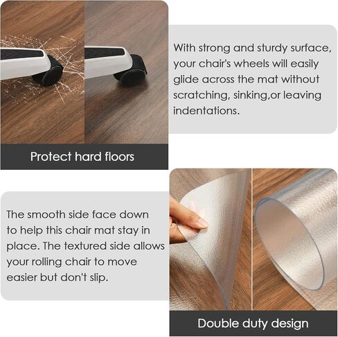 Clear Chair Mat for Hardwood Floor, Computer Chair, Home Office Chair mats for Carpeted Floor Protector Clear Office Mats for Rolling Chairs 2to2.2 mm Thicker Durable (30" X 48" Rectangle) in Saudi Arabia