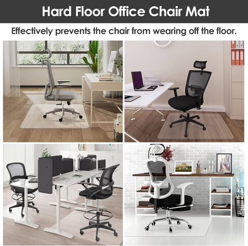 Clear Chair Mat for Hardwood Floor, Computer Chair, Home Office Chair mats for Carpeted Floor Protector Clear Office Mats for Rolling Chairs 2to2.2 mm Thicker Durable (30" X 48" Rectangle) in Saudi Arabia
