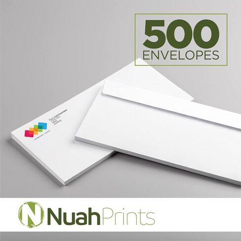 NuahPrints #10 Custom Printed Envelopes - Regular Windowless Design, Text, Logo, and Color Customization, Made in the USA, Personalized Envelopes for Any Occasion, 4-1/8 x 9-1/2 Inches - 500 Count in Saudi Arabia