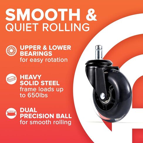 Office Chair Wheels Replacement, Game Chair Wheels Replacement,Smooth Rolling Caster Wheels, Set of 5 noiseless Chair Rollers in Saudi Arabia