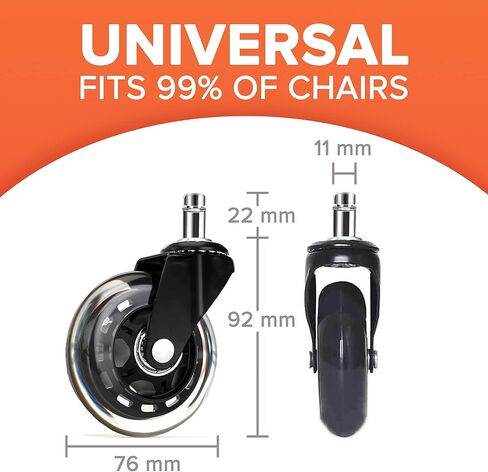 Office Chair Wheels Replacement, Game Chair Wheels Replacement,Smooth Rolling Caster Wheels, Set of 5 noiseless Chair Rollers in Saudi Arabia