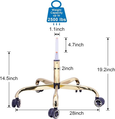 Frassie 28 Inch Office Chair Metal Base Replacement Heavy Duty Computer Chair Base Part with 5 Casters 1 Gas Lift Cylinder in Saudi Arabia