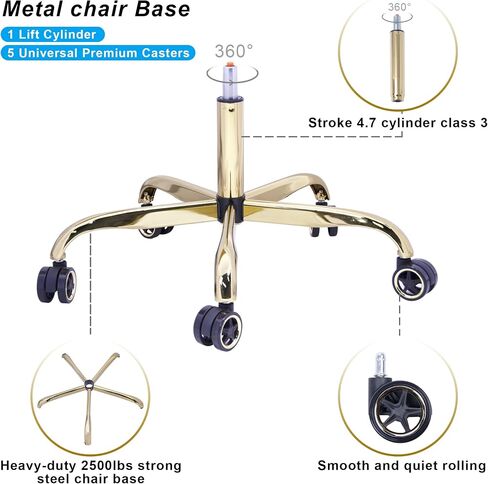 Frassie 28 Inch Office Chair Metal Base Replacement Heavy Duty Computer Chair Base Part with 5 Casters 1 Gas Lift Cylinder in Saudi Arabia