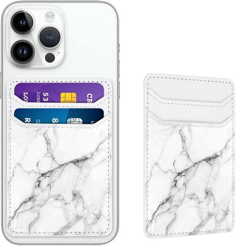 Self Adhesive Card Holders for Back of Phone,PU Leather RFID Phone Wallet Pockets Stick on for Women Men, Credit Card Holder Sleeve for Phone Case, Green Marble in Kuwait