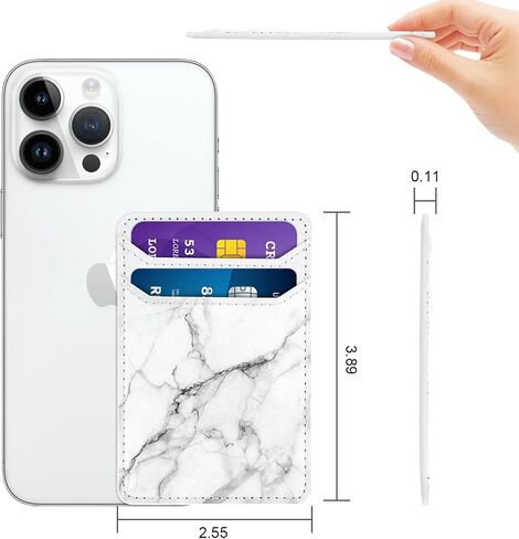 Self Adhesive Card Holders for Back of Phone,PU Leather RFID Phone Wallet Pockets Stick on for Women Men, Credit Card Holder Sleeve for Phone Case, Green Marble in Kuwait