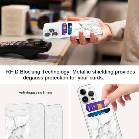 Self Adhesive Card Holders for Back of Phone,PU Leather RFID Phone Wallet Pockets Stick on for Women Men, Credit Card Holder Sleeve for Phone Case, Green Marble in Kuwait