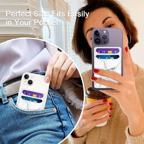 Self Adhesive Card Holders for Back of Phone,PU Leather RFID Phone Wallet Pockets Stick on for Women Men, Credit Card Holder Sleeve for Phone Case, Green Marble in Kuwait