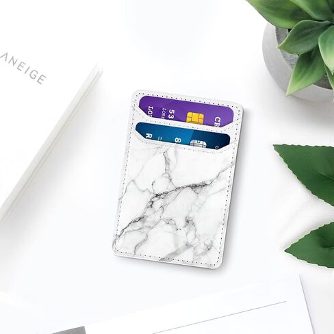 Self Adhesive Card Holders for Back of Phone,PU Leather RFID Phone Wallet Pockets Stick on for Women Men, Credit Card Holder Sleeve for Phone Case, Green Marble in Kuwait