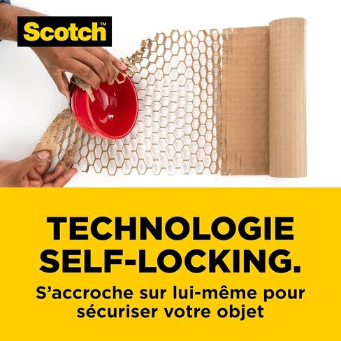Scotch Cushion Lock Protective Wrap, 1 Roll, 304 mm x 9.14 m - Sustainable Packaging Solution for Packing, Shipping and Moving, No Scissors or Tape Needed, Great Alternative to Bubble Cushion Wrap in Saudi Arabia