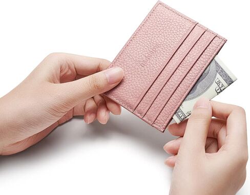 Leather credit card holder Minimalist Slim Front Pocket Wallet with ID Window Stylish and Durable Unisex Card Case drivers license holder in Kuwait