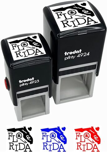Florida State with Text Swirls Self-Inking Rubber Stamp Ink Stamper - 1 Inch Small - Black Ink in Saudi Arabia