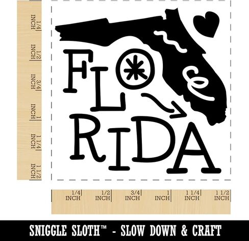 Florida State with Text Swirls Self-Inking Rubber Stamp Ink Stamper - 1 Inch Small - Black Ink in Saudi Arabia