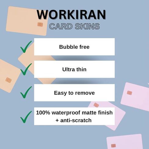 WORKIRAN جلد بطاقة قلادة المال | ملصق للنقل، بطاقة المفتاح، بطاقة الخصم، غلاف بطاقة الائتمان | تغطية وتخصيص البطاقة المصرفية | لا يوجد فقاعات، غطاء بطاقة نحيف ومقاوم للماء in Kuwait