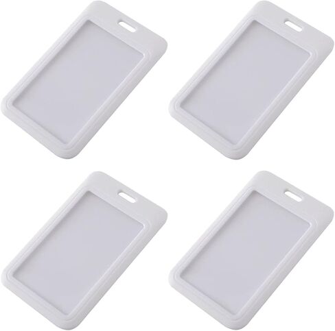 Card Holder ZZHXSM 4pcs White Hard Plastic Badge Holder School Student Office Supplies Bus Badge Card Protector Case Cover Card Sleeve in Saudi Arabia