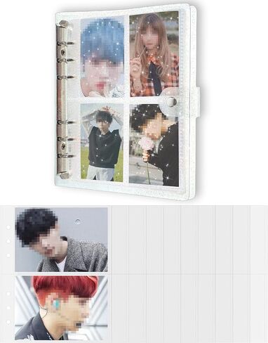 3 Inch 200 Pockets Photocard Binder Kpop Portable Photo Album Transparent Plus 5 Inch 40 Pockets Photo Pages Jelly 6 Ring Binder Cover for Albums Business Cards Postcards Picture Storage (Pink) in Saudi Arabia