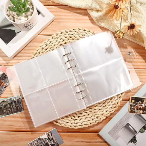 3 Inch 200 Pockets Photocard Binder Kpop Portable Photo Album Transparent Plus 5 Inch 40 Pockets Photo Pages Jelly 6 Ring Binder Cover for Albums Business Cards Postcards Picture Storage (Pink) in Saudi Arabia