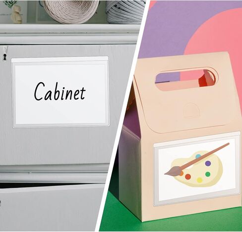 50 قطعة من جيوب بطاقات الفهرسة اللاصقة مقاس 3 × 5 بوصة من Yzzsjc مع 60 ورقة بطاقات فهرسة للتحميل، وحاملات بطاقات فهرسة شفافة للتنظيم، وصندوق تخزين، وصناديق تخزين in Kuwait