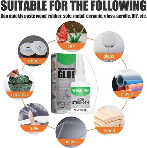 غراء عالمي متعدد الوظائف، غراء زيتي عالي القوة للحام، غراء Uniglue الفائق غراء زيتي عالي القوة مع فوهة دقيقة، لاصق إصلاح غراء الأحذية (20 جم) in Kuwait