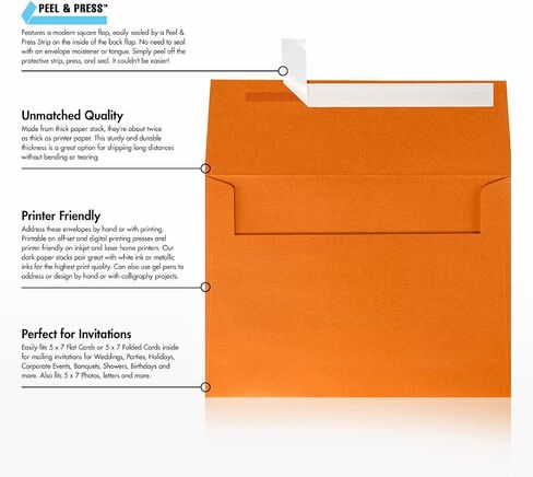 مظاريف دعوة LUXPaper A7 | قشر واضغط | 5 1/4 بوصة × 7 1/4 بوصة | لهب معدني | 80 رطل. نص | 50 الكمية in Kuwait