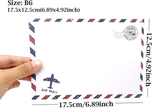 Honbay 50PCS 12.5x17.5cm/4.92x6.89inch Airmail Vintage Kraft Paper Envelopes Invitation Letter Envelopes Airmail Stationery for letters,invitation letter, postcards,etc (Brown) in Kuwait