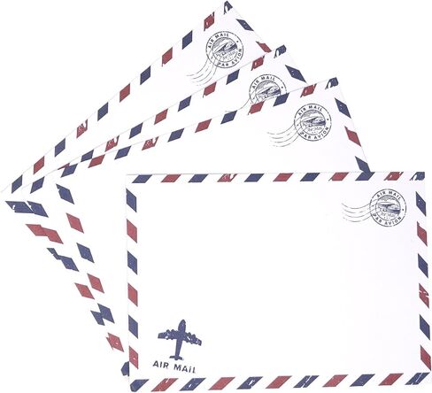 Honbay 50PCS 12.5x17.5cm/4.92x6.89inch Airmail Vintage Kraft Paper Envelopes Invitation Letter Envelopes Airmail Stationery for letters,invitation letter, postcards,etc (Brown) in Kuwait