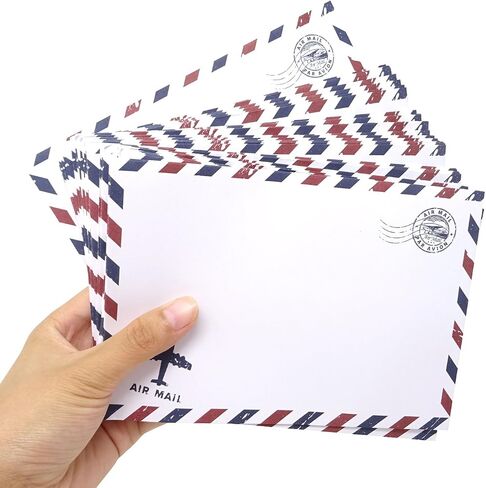Honbay 50PCS 12.5x17.5cm/4.92x6.89inch Airmail Vintage Kraft Paper Envelopes Invitation Letter Envelopes Airmail Stationery for letters,invitation letter, postcards,etc (Brown) in Kuwait