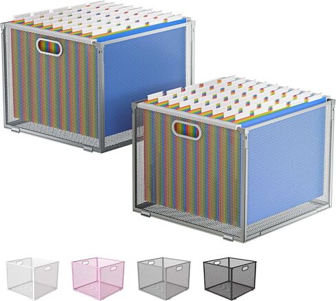 Oterri Hanging File Organizer, Metal File Organizer, Portable Desktop File Organizer for Letter Size Folder, Mesh Hanging File Crate for Office,Folders Not Included(Cool Black-Large,1 Pack) in Saudi Arabia