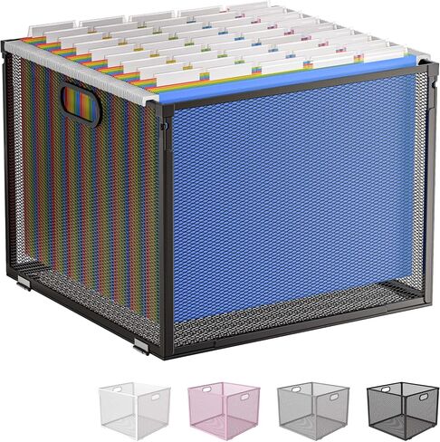 Oterri Hanging File Organizer, Metal File Organizer, Portable Desktop File Organizer for Letter Size Folder, Mesh Hanging File Crate for Office,Folders Not Included(Cool Black-Large,1 Pack) in Saudi Arabia