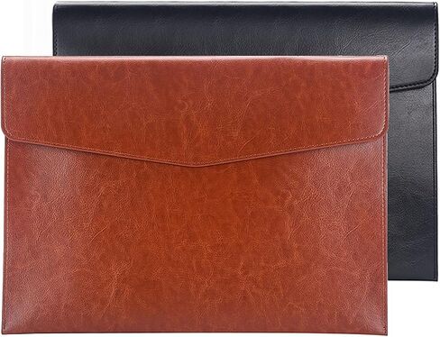 Enyuwlcm PU Leather A4 File Folder Document Holder Envelope Folder Case with Snap Closure for Receipt Contract Black&Brown in Saudi Arabia