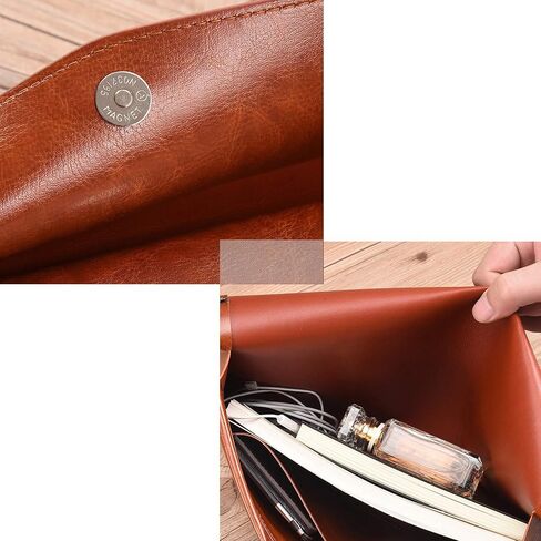 Enyuwlcm PU Leather A4 File Folder Document Holder Envelope Folder Case with Snap Closure for Receipt Contract Black&Brown in Saudi Arabia