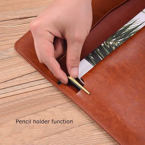 Enyuwlcm PU Leather A4 File Folder Document Holder Envelope Folder Case with Snap Closure for Receipt Contract Black&Brown in Saudi Arabia