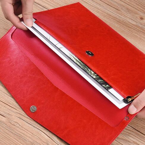 Enyuwlcm PU Leather A4 File Folder Document Holder Envelope Folder Case with Snap Closure for Receipt Contract Black&Brown in Saudi Arabia
