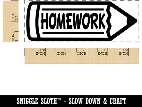 Homework Pencil School Teacher Self-Inking Rubber Stamp Ink Stamper for Business Office - 1-1/2 Inch Small - Black Ink in Kuwait