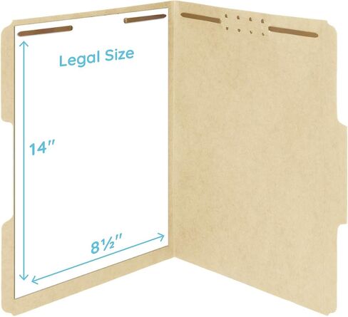 50 Legal Size 1/3 Cut Fastener File Folders - Reinforced Top Tab - Durable 2 Prongs Designed to Organize Standard Legal and Medical Files, Law Office Reports - Legal Size, Manila, 50 Pack in Saudi Arabia