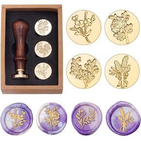 Flower and Plant Wax Seal Stamp Set, Botanical Sealing Stamper Kit, Romantic Rose Elegant Lavender Eucalyptus Leaf Cosmos Floral Pattern Brass Head for Wedding Invitation Card Envelope Planner Journal in Saudi Arabia